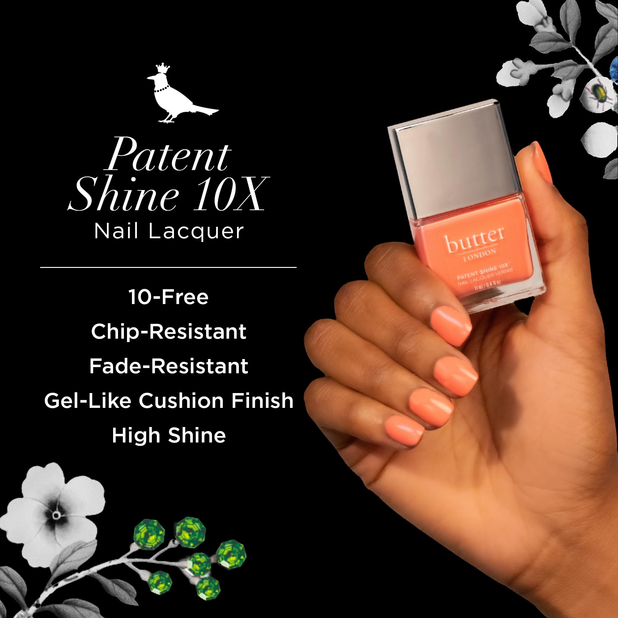 butter LONDON Patent Shine 10X Nail Lacquer, Helps Protect & Strengthen Nails, Gel - Like Finish & Chip - Resistant, 10 - Free Formula, Vegan, Cruelty & Paraben Free, Hottie Tottie - SkinNails&Makeup