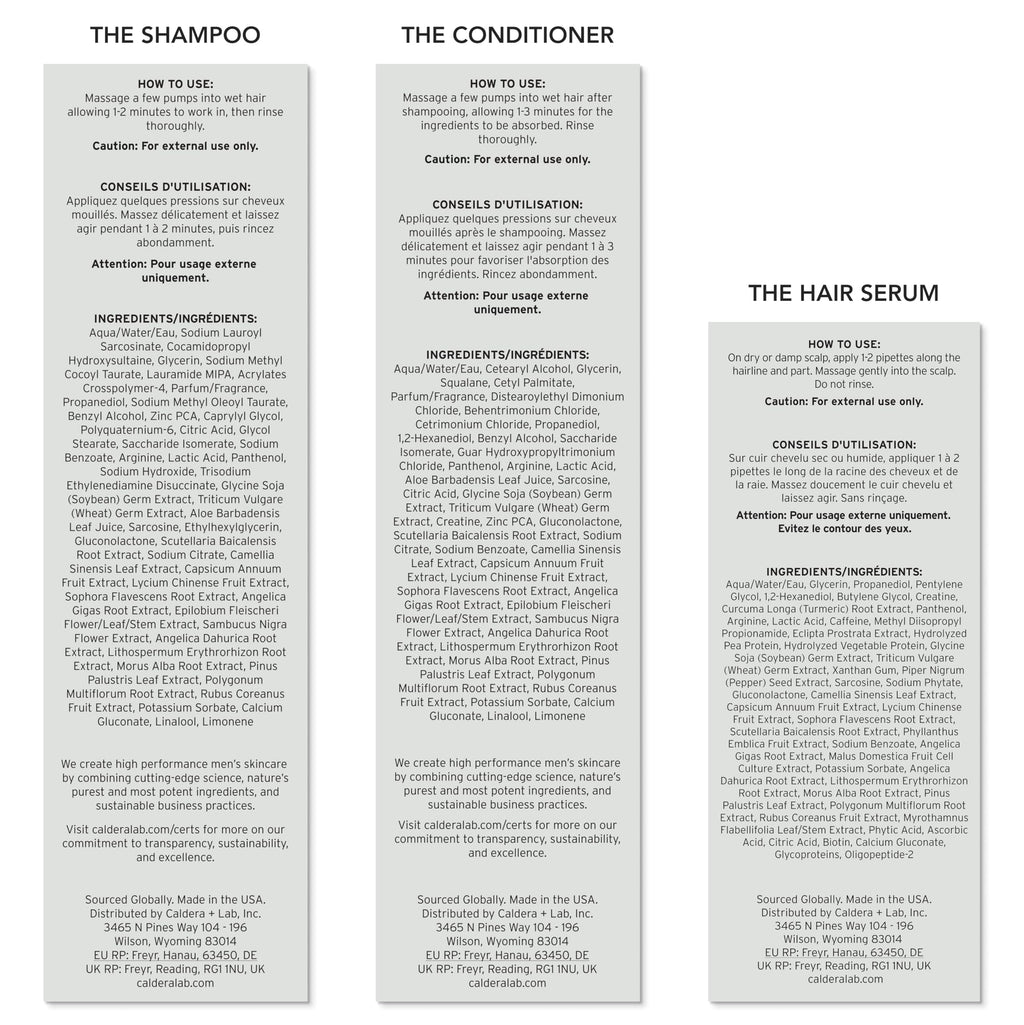 Caldera + Lab The Hair Care System | Men’s Bundle for Healthier, Fuller Hair, Scalp - Focused & Sulfate - Free – Shampoo, Conditioner & Serum Set, Dermatologically Tested - SkinNails&Makeup