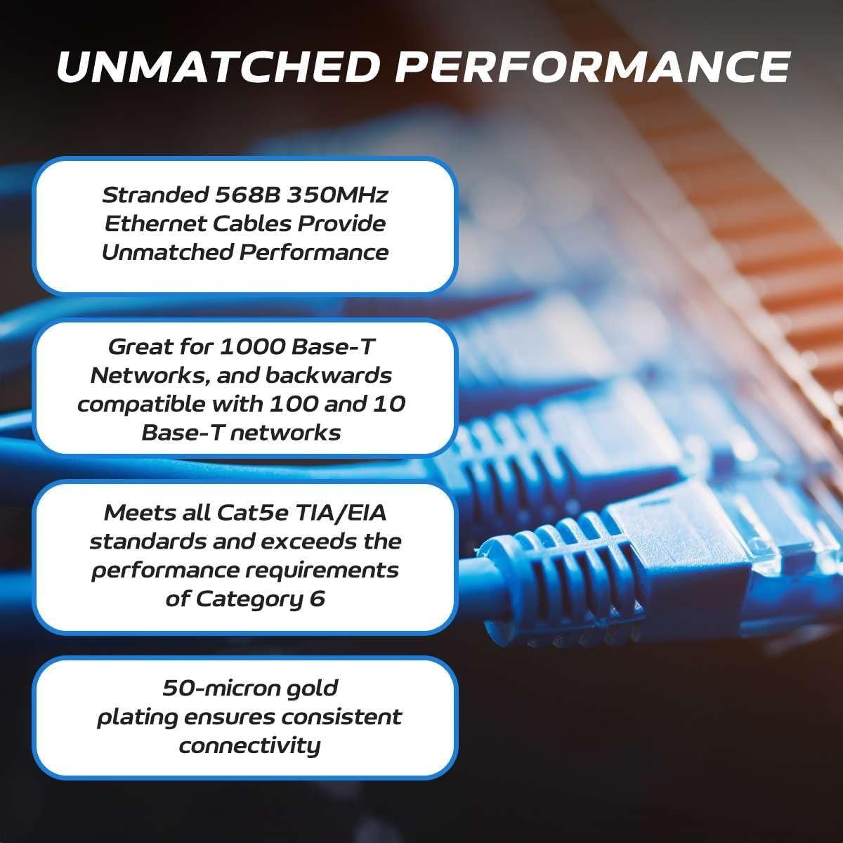 Cat5E 100FT Network Ethernet Patch Cable, 350Mhz Internet Wire, Backwards Compatible with Cat5, for PC, Modem, Router, Consoles for Home and Office, Black - SkinNails&Makeup