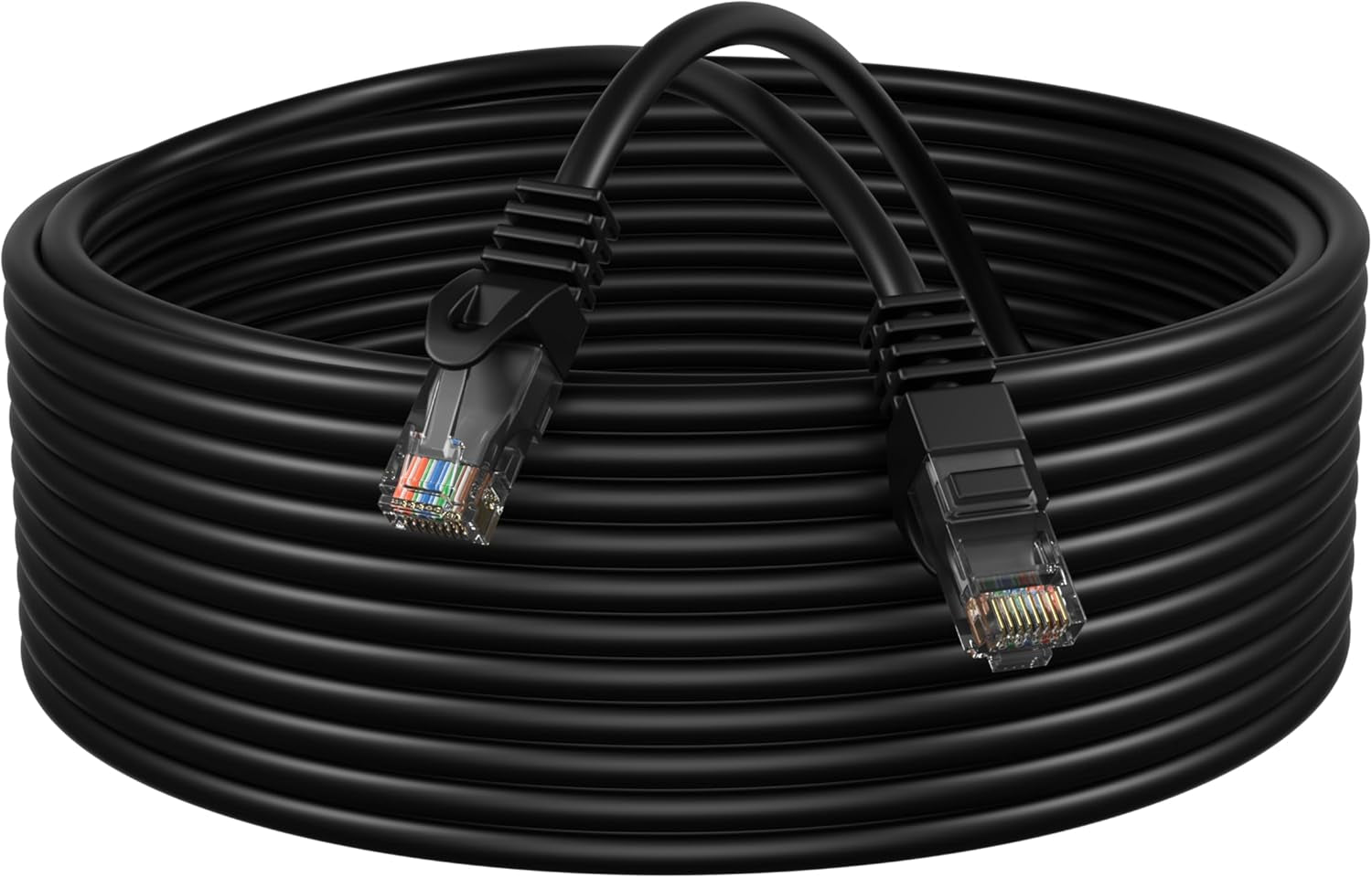 Cat5E 100FT Network Ethernet Patch Cable, 350Mhz Internet Wire, Backwards Compatible with Cat5, for PC, Modem, Router, Consoles for Home and Office, Black - SkinNails&Makeup
