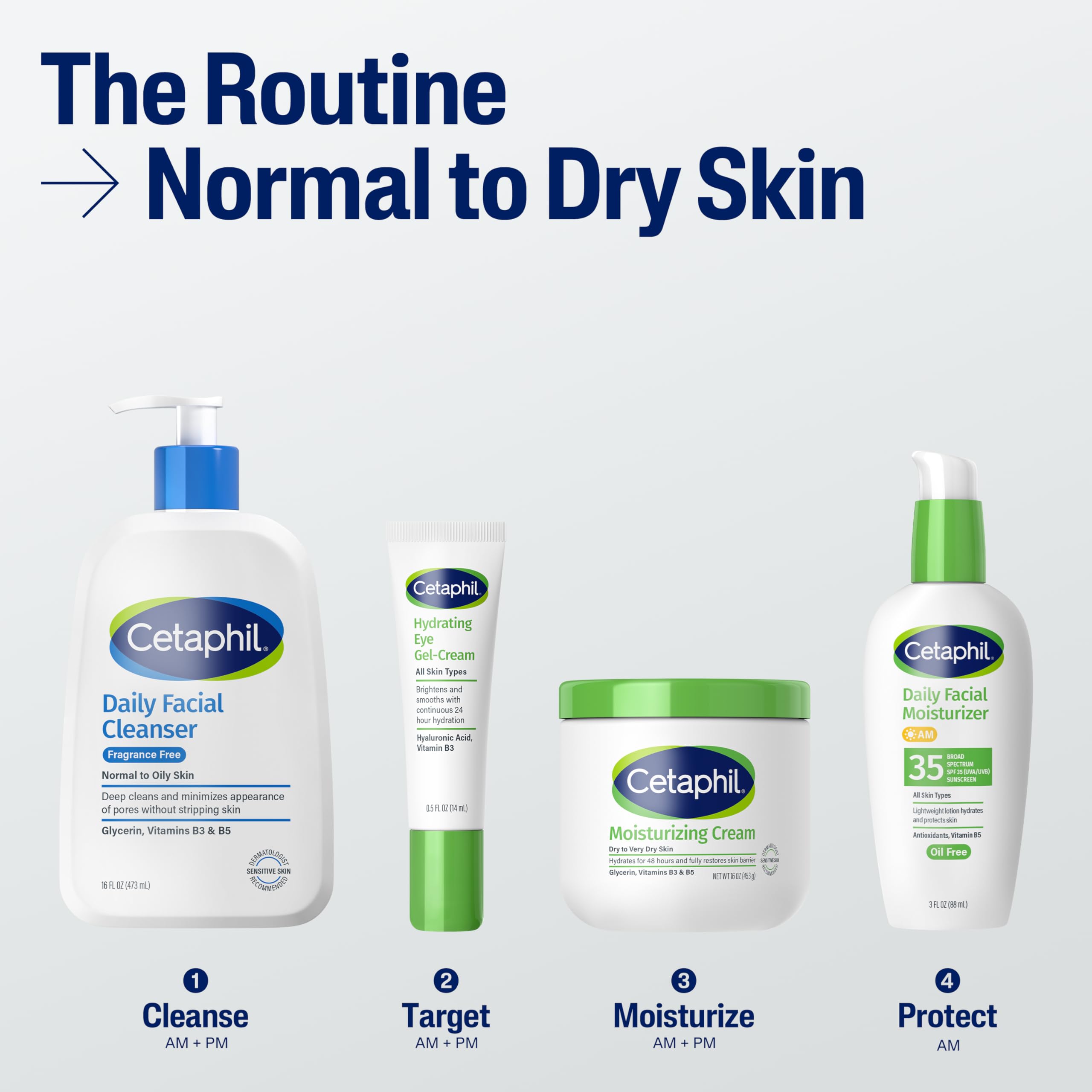 Cetaphil Face Wash, Daily Facial Cleanser for Sensitive, Combination to Oily Skin, 16 Oz, Fragrance Free, Gentle Foaming, Soap Free, Hypoallergenic - SkinNails&Makeup