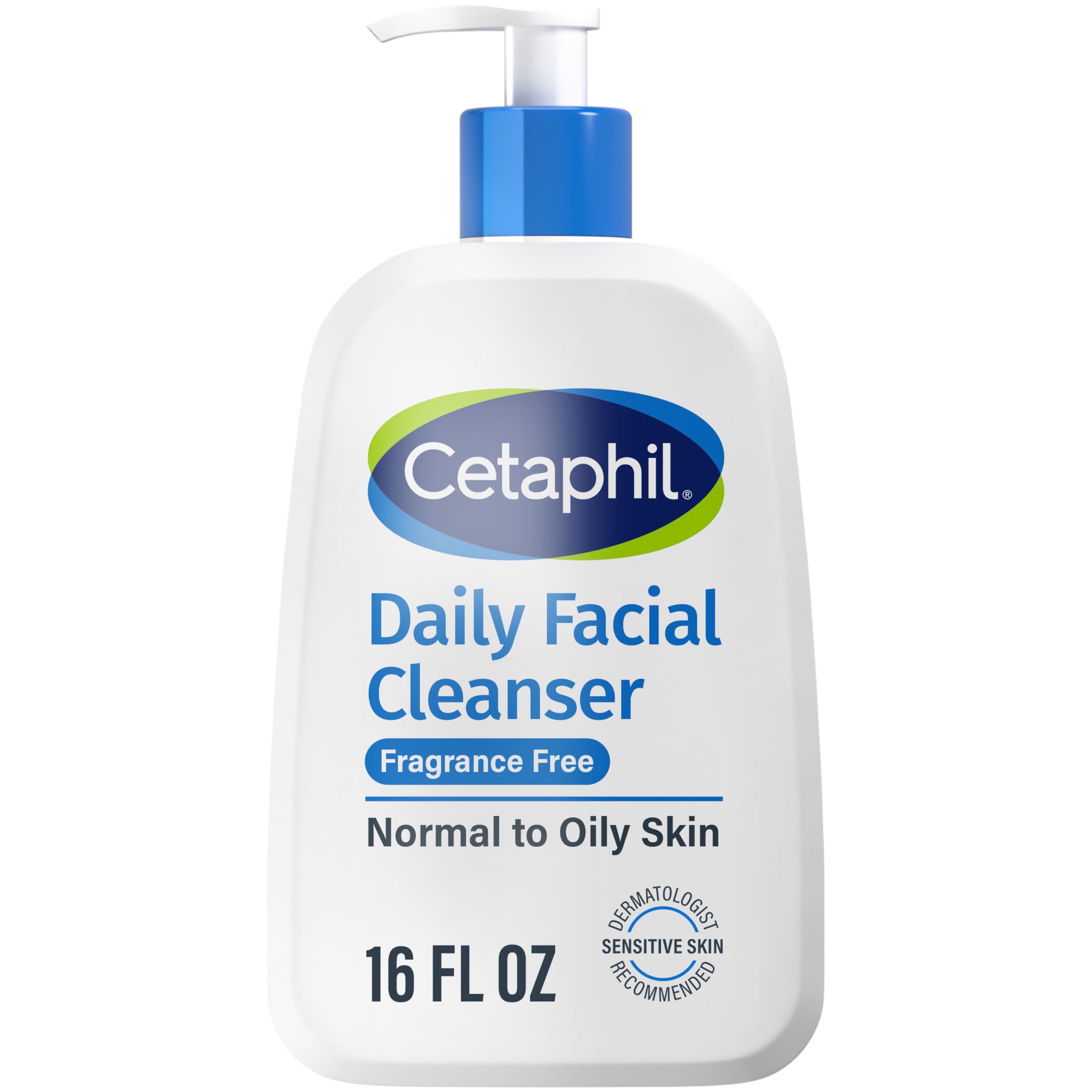 Cetaphil Face Wash, Daily Facial Cleanser for Sensitive, Combination to Oily Skin, 16 Oz, Fragrance Free, Gentle Foaming, Soap Free, Hypoallergenic - SkinNails&Makeup