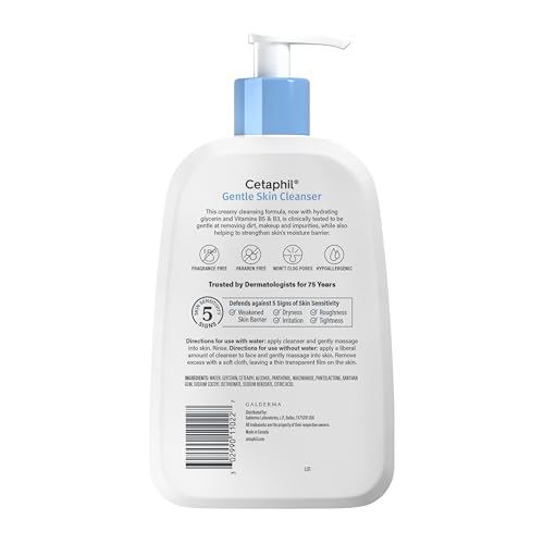 Cetaphil Face Wash, Hydrating Gentle Skin Cleanser for Dry to Normal Sensitive Skin, 16 oz + Travel Size Moisturizing Lotion 2 oz - SkinNails&Makeup