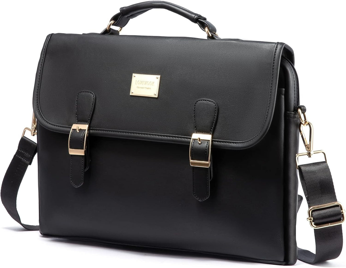 Computer Bag Laptop Bag for Women Cute PU Laptop Messenger Bag for Work College,Black - SkinNails&Makeup