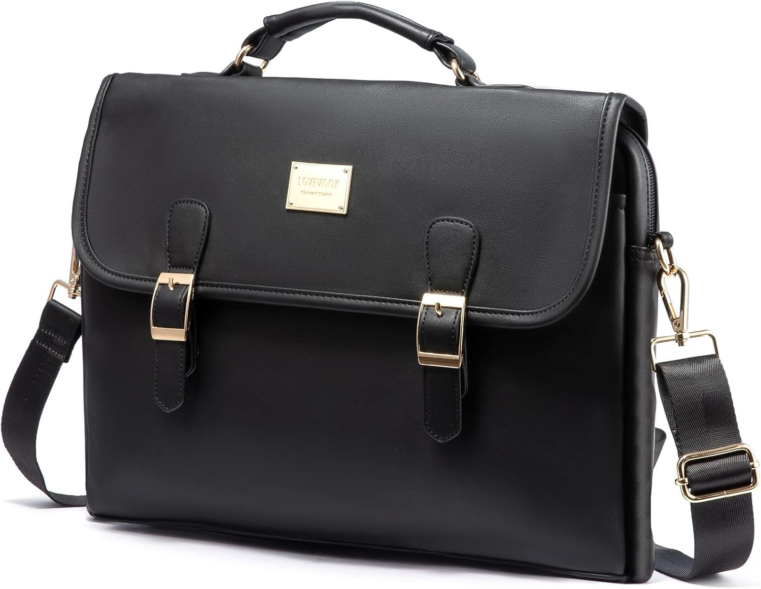 Computer Bag Laptop Bag for Women Cute PU Laptop Messenger Bag for Work College,Black - SkinNails&Makeup