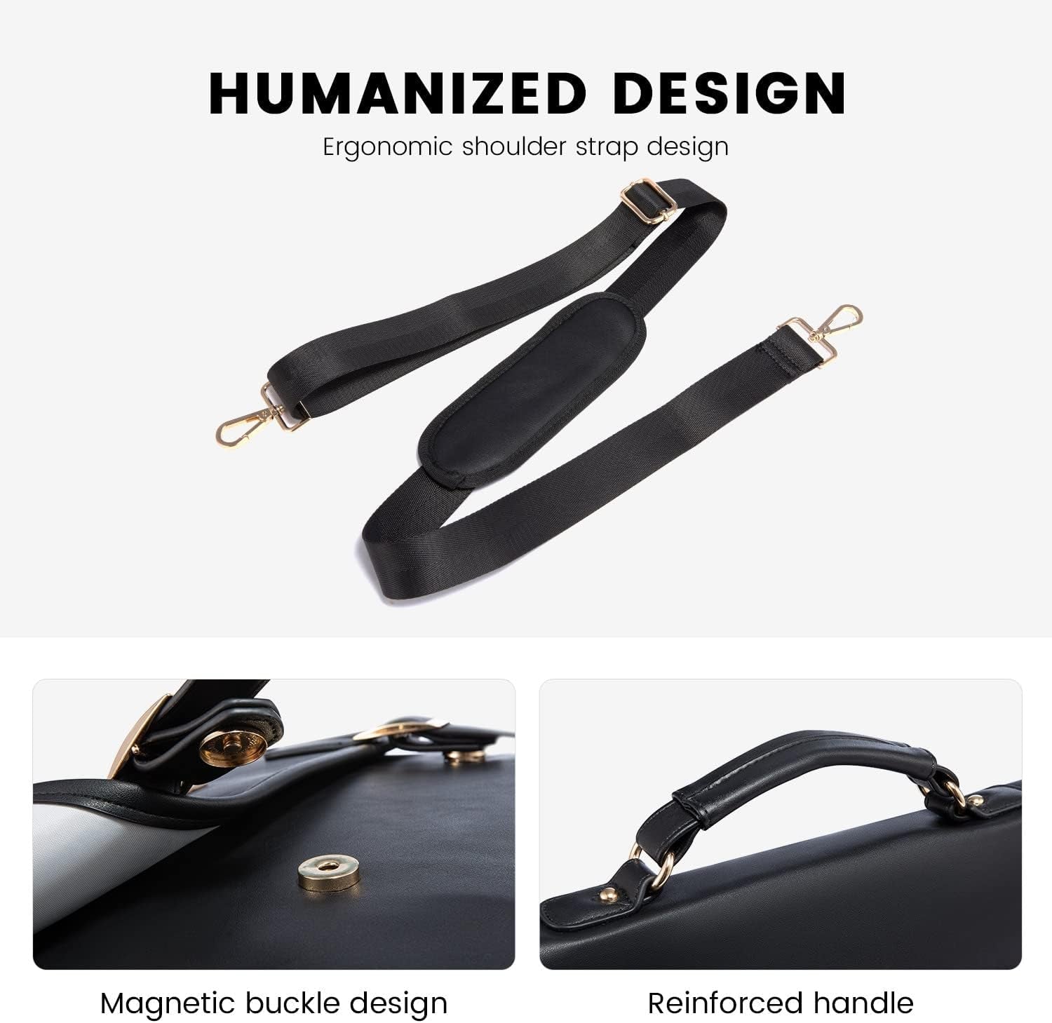 Computer Bag Laptop Bag for Women Cute PU Laptop Messenger Bag for Work College,Black - SkinNails&Makeup
