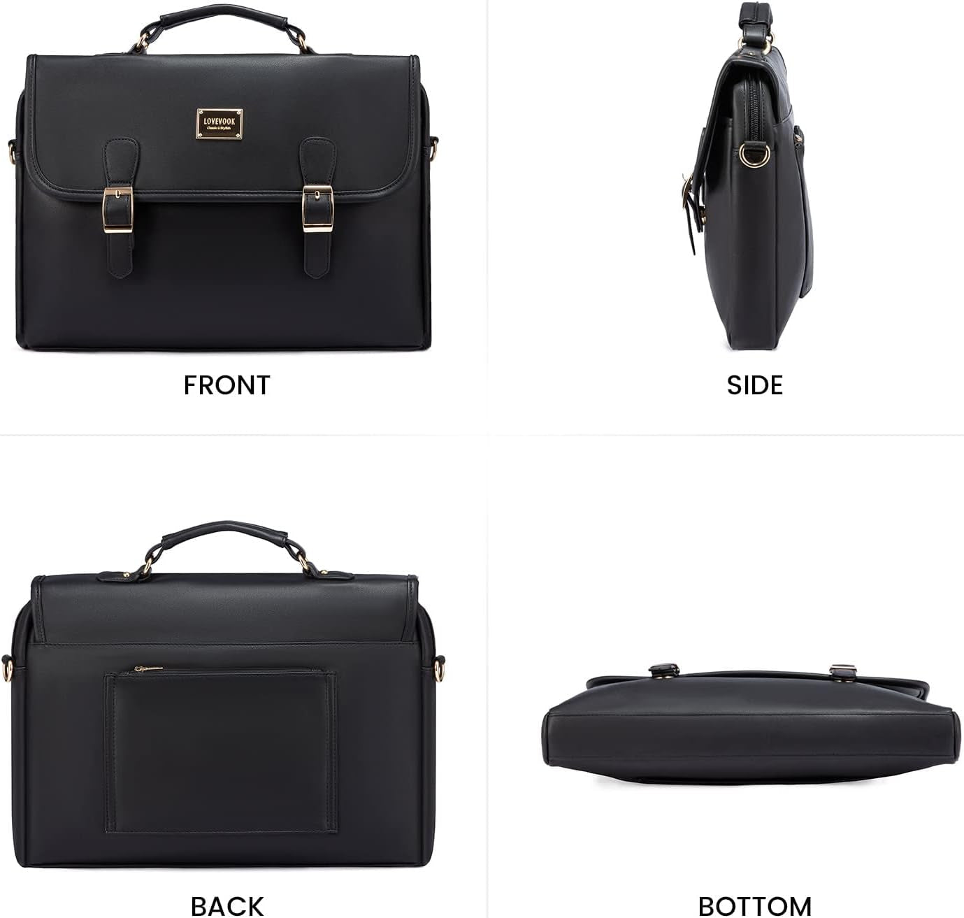 Computer Bag Laptop Bag for Women Cute PU Laptop Messenger Bag for Work College,Black - SkinNails&Makeup