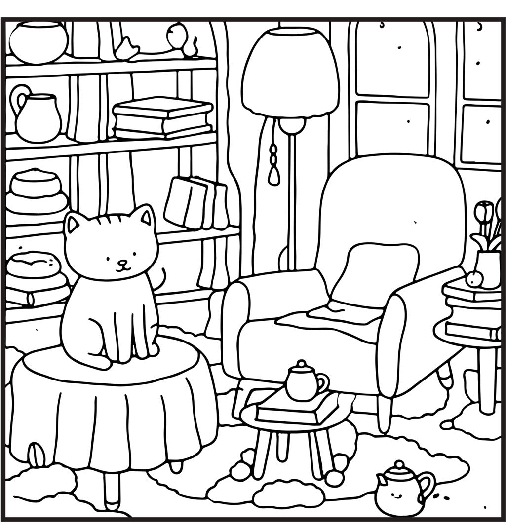 Cozy Nooks Coloring Book PDF, Printable Coloring Pages, Relaxation Activity, Adult Coloring Book, Digital Download - SkinNails&Makeup