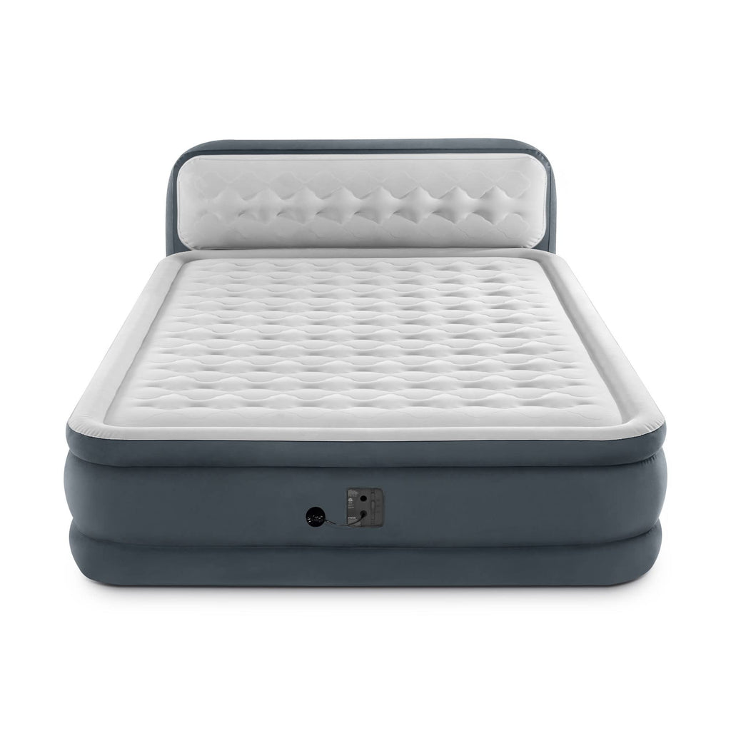 Deluxe Ultra Plush Air Mattress with Headboard: Fiber - Tech – Queen Size – Built - in Electric Pump - SkinNails&Makeup