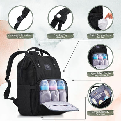 Diaper Bag Backpack | Baby Diaper Bags with Changing Station for Mom | Multifunction Travel Back Pack Maternity Baby Bags Waterproof Tote Bag Spacious, Unisex Stylish | Gray - SkinNails&Makeup