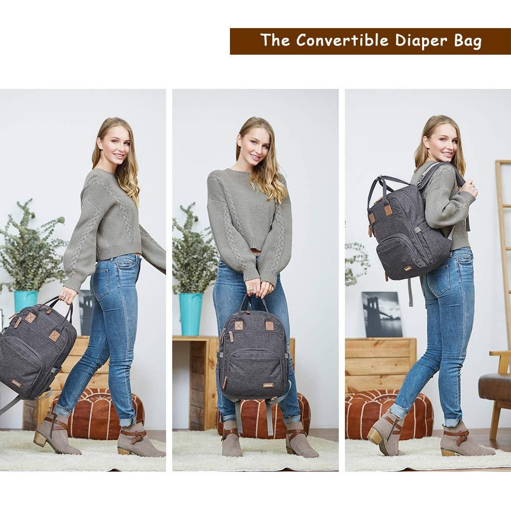 Diaper Bag Backpack, Large Unisex Baby Bags Multifunction Travel Back Pack for Mom and Dad with Changing Pad and Stroller Straps, Dark Gray - SkinNails&Makeup