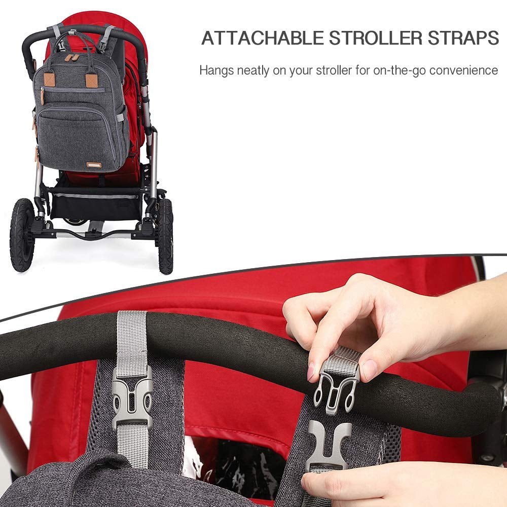 Diaper Bag Backpack, Large Unisex Baby Bags Multifunction Travel Back Pack for Mom and Dad with Changing Pad and Stroller Straps, Dark Gray - SkinNails&Makeup