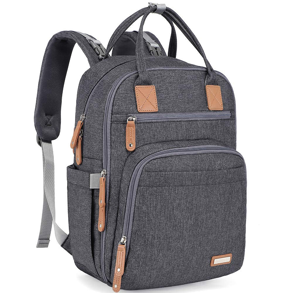 Diaper Bag Backpack, Large Unisex Baby Bags Multifunction Travel Back Pack for Mom and Dad with Changing Pad and Stroller Straps, Dark Gray - SkinNails&Makeup