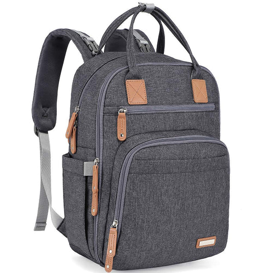 Diaper Bag Backpack, Large Unisex Baby Bags Multifunction Travel Back Pack for Mom and Dad with Changing Pad and Stroller Straps, Dark Gray - SkinNails&Makeup