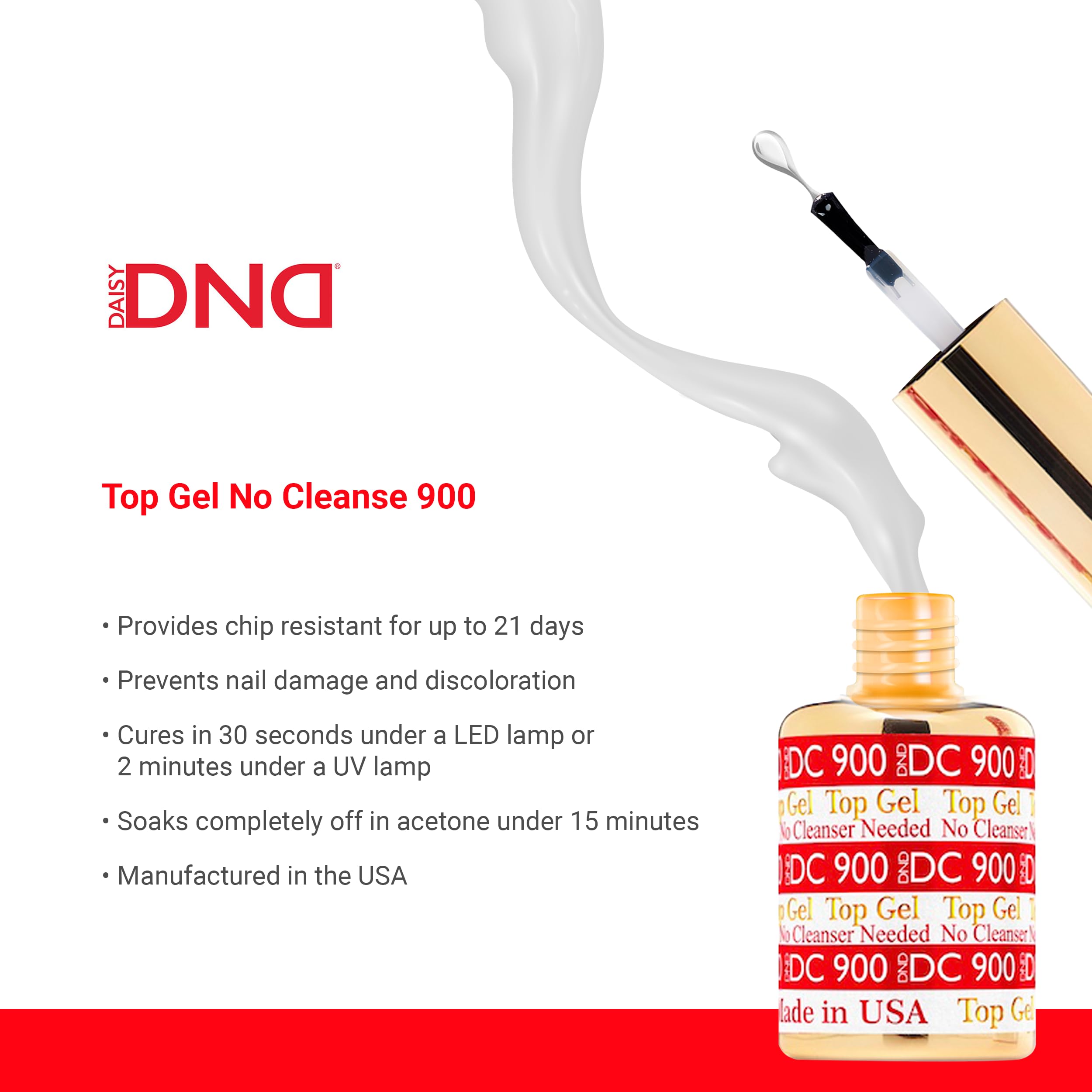 DND DC Base Gel and Top Gel Polish No Cleanse Set, UV/LED GelBase Polish 800 and No Cleanse Top Coat 900, Salon Professional Gel Polish Duo, 0.5 Fl Oz Each - My Store