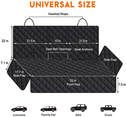 Dog Car Seat Cover, Back Seat Cover for Dogs Pet Car Seat Protector Waterproof Bench Car Seat Cover, Non - Slip Reat Seat Cover Fits Middle Armrest for Most Cars Trucks Suvs - Black - SkinNails&Makeup