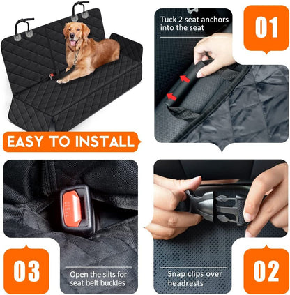 Dog Car Seat Cover, Back Seat Cover for Dogs Pet Car Seat Protector Waterproof Bench Car Seat Cover, Non - Slip Reat Seat Cover Fits Middle Armrest for Most Cars Trucks Suvs - Black - SkinNails&Makeup