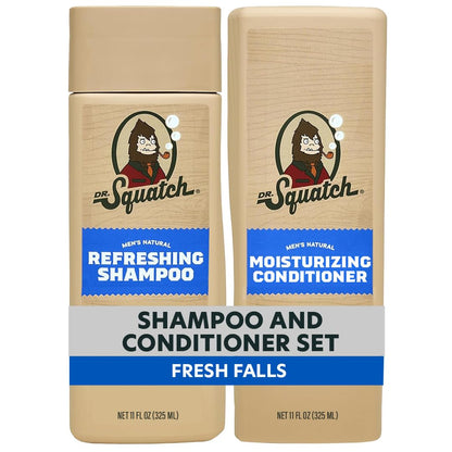 Dr. Squatch Men's Natural Shampoo and Conditioner Set – Sulfate & Paraben Free Natural Shampoo and Conditioner for Men – Scalp Nourishing Formula – Fresh Falls (11 fl oz, 2 - Pack) - SkinNails&Makeup
