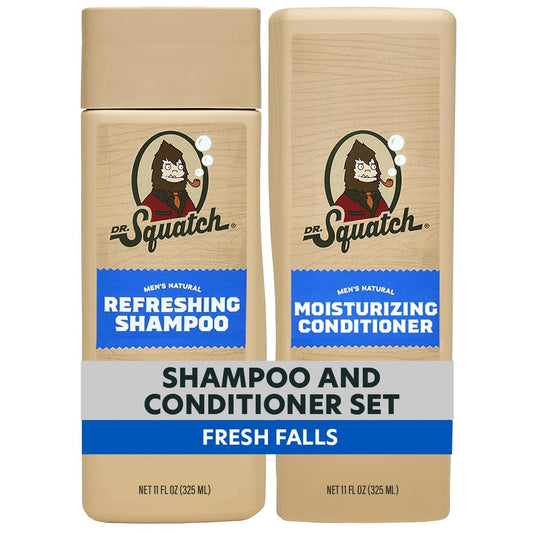 Dr. Squatch Men's Natural Shampoo and Conditioner Set – Sulfate & Paraben Free Natural Shampoo and Conditioner for Men – Scalp Nourishing Formula – Fresh Falls (11 fl oz, 2 - Pack) - SkinNails&Makeup
