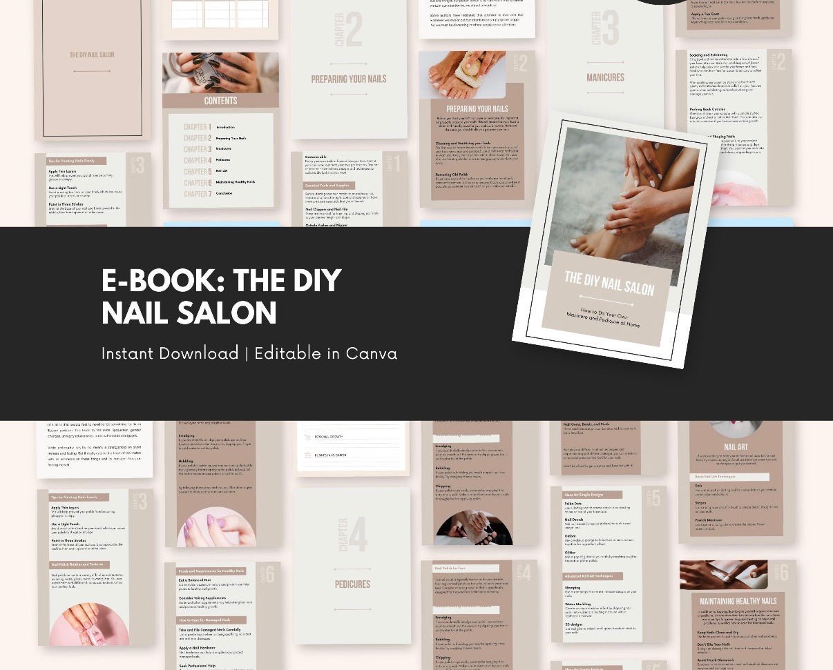E - Book The DIY Nail Salon | Manicure eBook | At - home manicure | Nail salon at home | Nail art eBook | Nail Salon Care Tips | Nail Care tips - SkinNails&Makeup