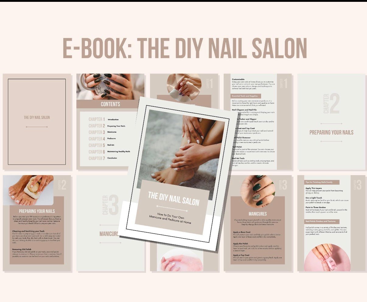 E - Book The DIY Nail Salon | Manicure eBook | At - home manicure | Nail salon at home | Nail art eBook | Nail Salon Care Tips | Nail Care tips - SkinNails&Makeup