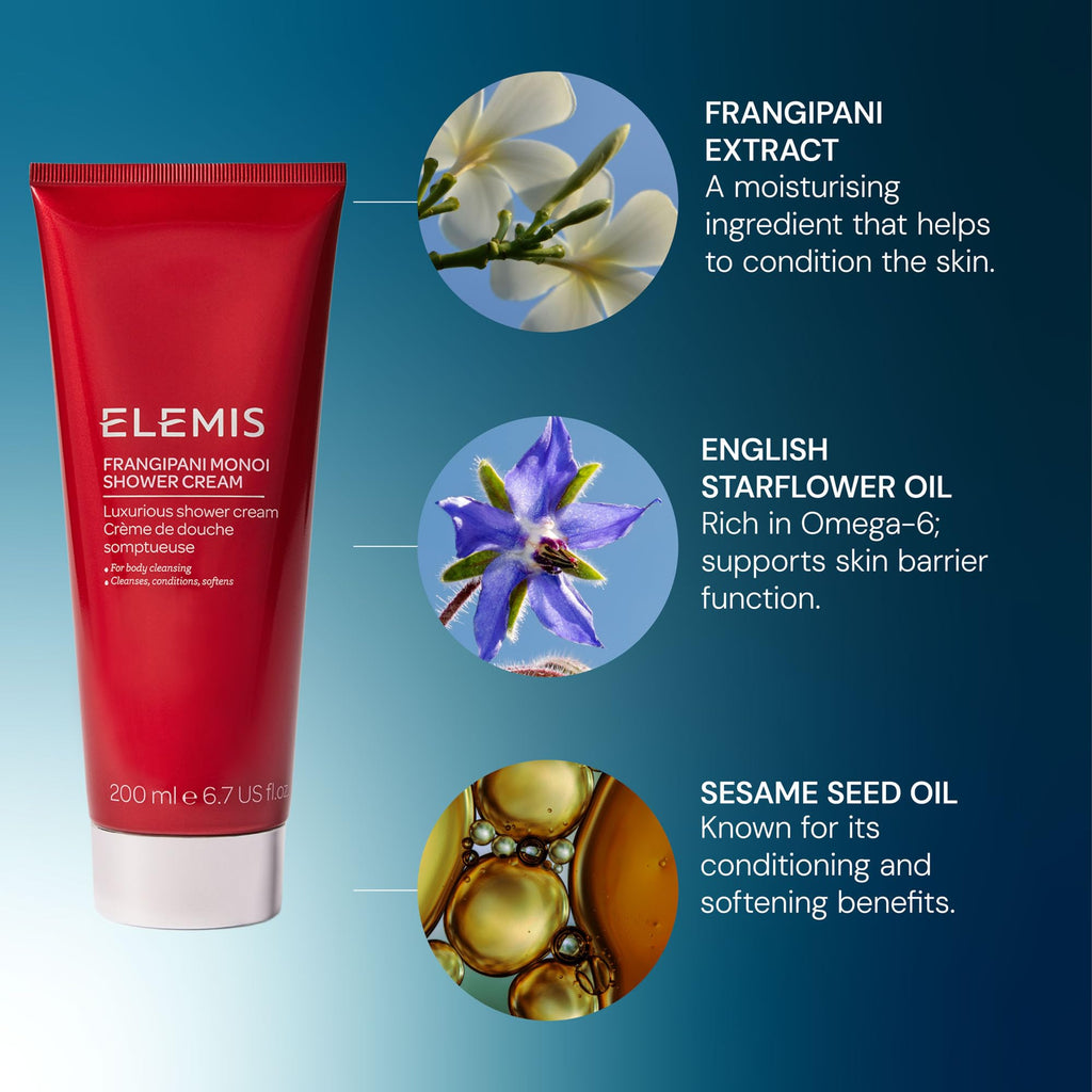 ELEMIS Frangipani Monoi Luxurious Shower Cream, 6.7 Fl Oz - SkinNails&Makeup