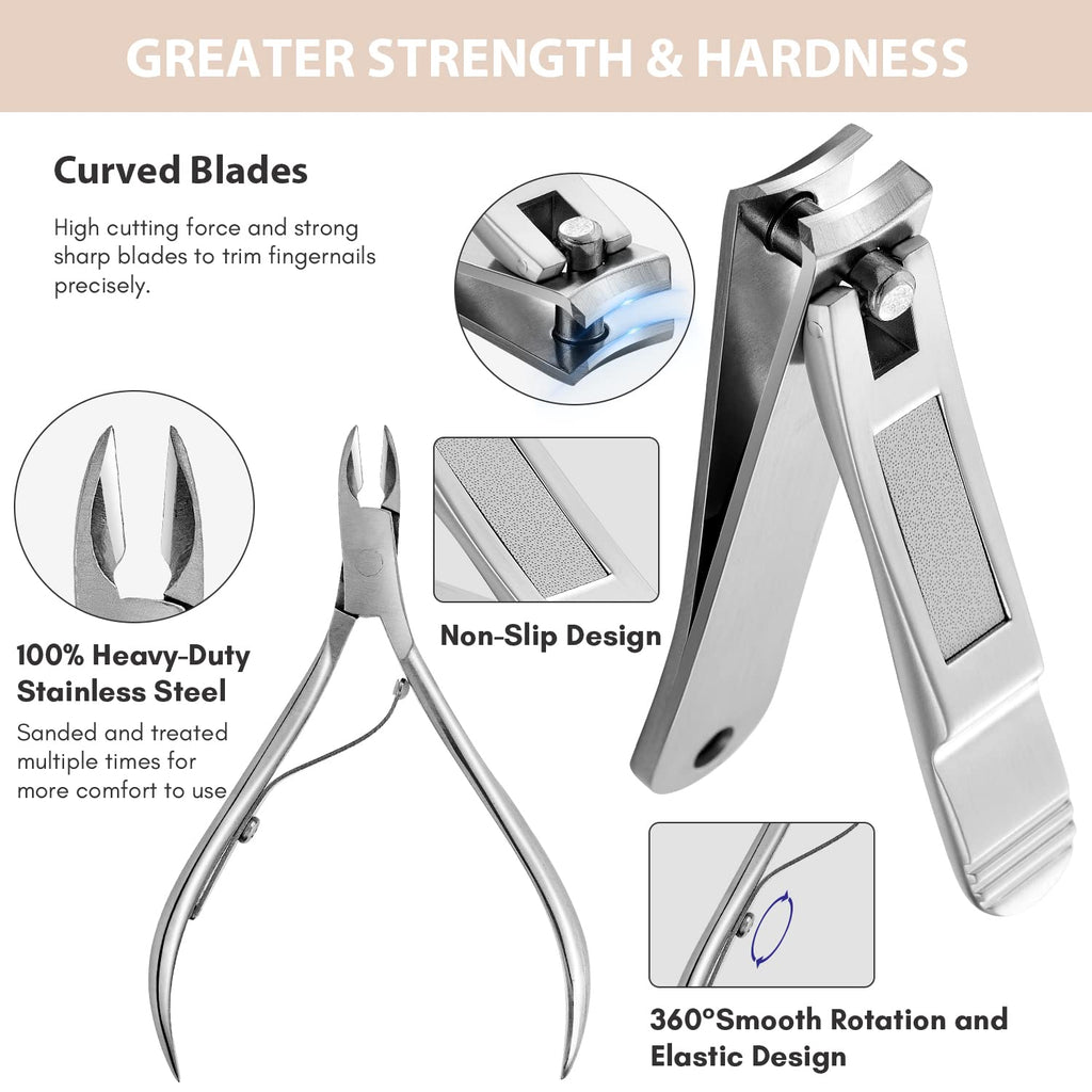 FAMILIFE Gifts for Women, Manicure Set Professional Manicure Kit 11 in 1 Nail Kit Nail Clippers Tools Stainless Steel with Rose Gold Leather Case Travel Sets - SkinNails&Makeup