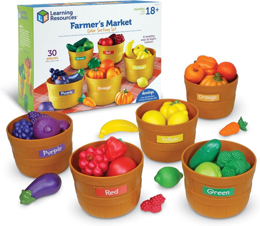 Farmer'S Market Color Sorting Set - Play Food for Kids, Toddler Stacking Toys, Grocery and Kitchen Play Toys , Montessori, Fine Motor Skills , Gifts for Boys and Girls - SkinNails&Makeup
