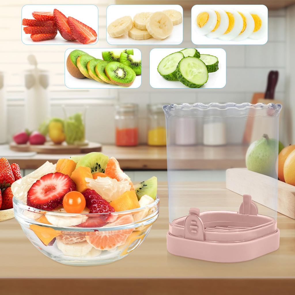 Fruit Slicer Cup: Strawberry Slicer, Strawberries Cutter Cup, Speed Cutter for Banana Grape Egg Kitchen Portable Slicing Tool(Pink) - SkinNails&Makeup