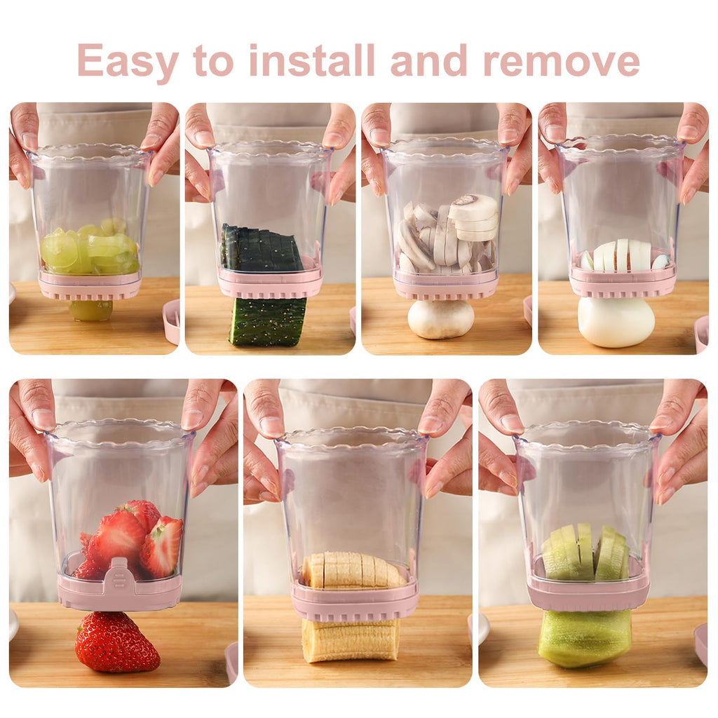 Fruit Slicer Cup: Strawberry Slicer, Strawberries Cutter Cup, Speed Cutter for Banana Grape Egg Kitchen Portable Slicing Tool(Pink) - SkinNails&Makeup