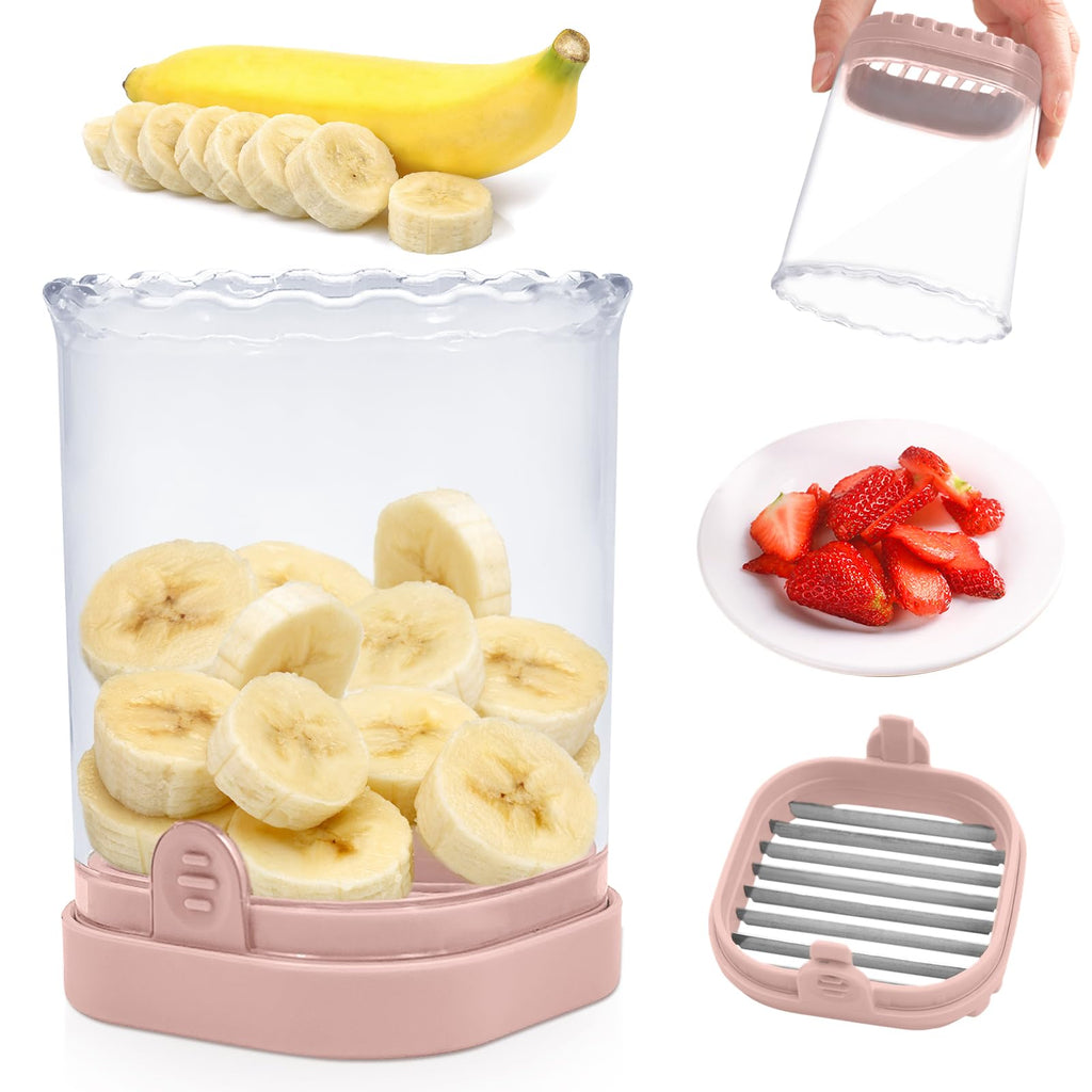 Fruit Slicer Cup: Strawberry Slicer, Strawberries Cutter Cup, Speed Cutter for Banana Grape Egg Kitchen Portable Slicing Tool(Pink) - SkinNails&Makeup