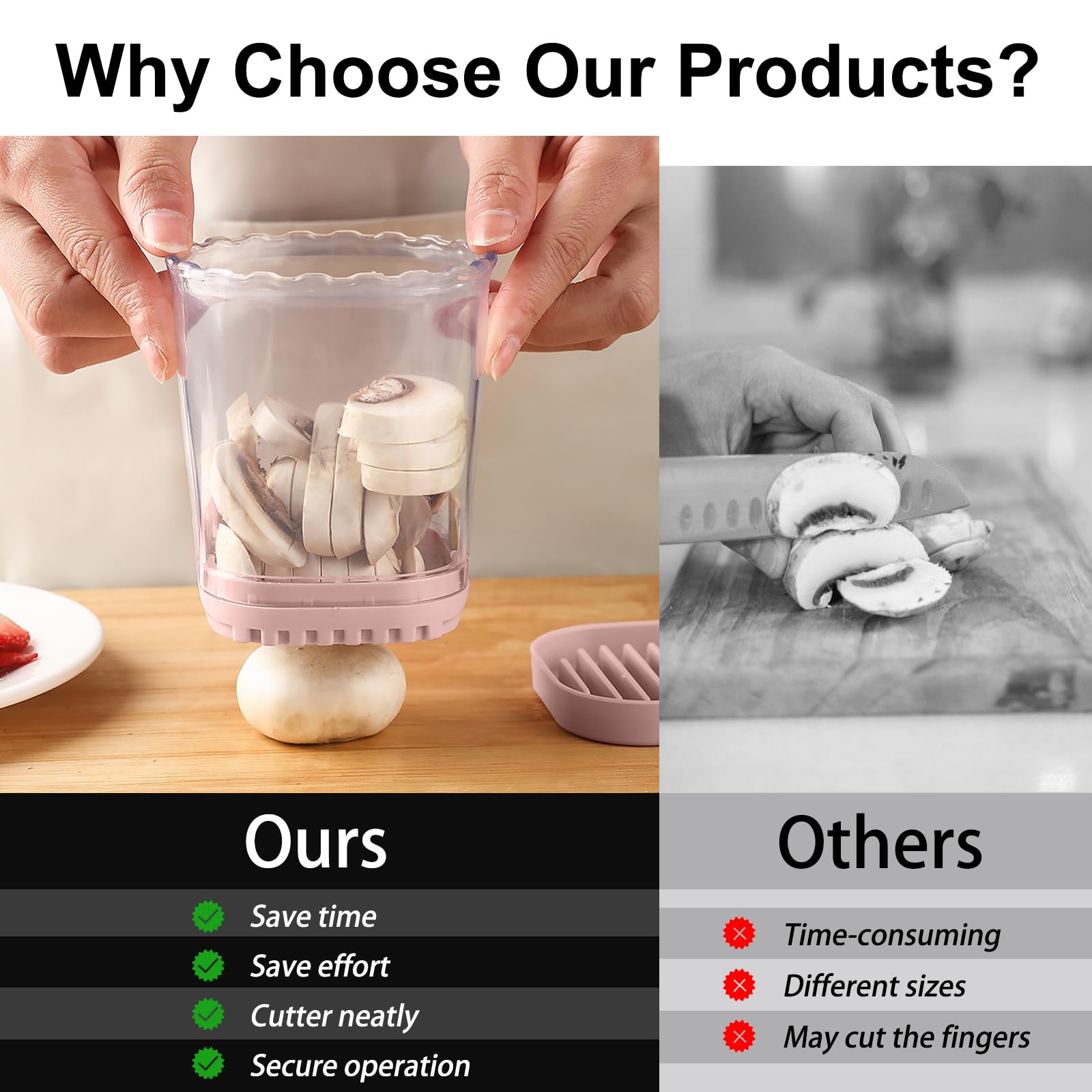 Fruit Slicer Cup: Strawberry Slicer, Strawberries Cutter Cup, Speed Cutter for Banana Grape Egg Kitchen Portable Slicing Tool(Pink) - SkinNails&Makeup