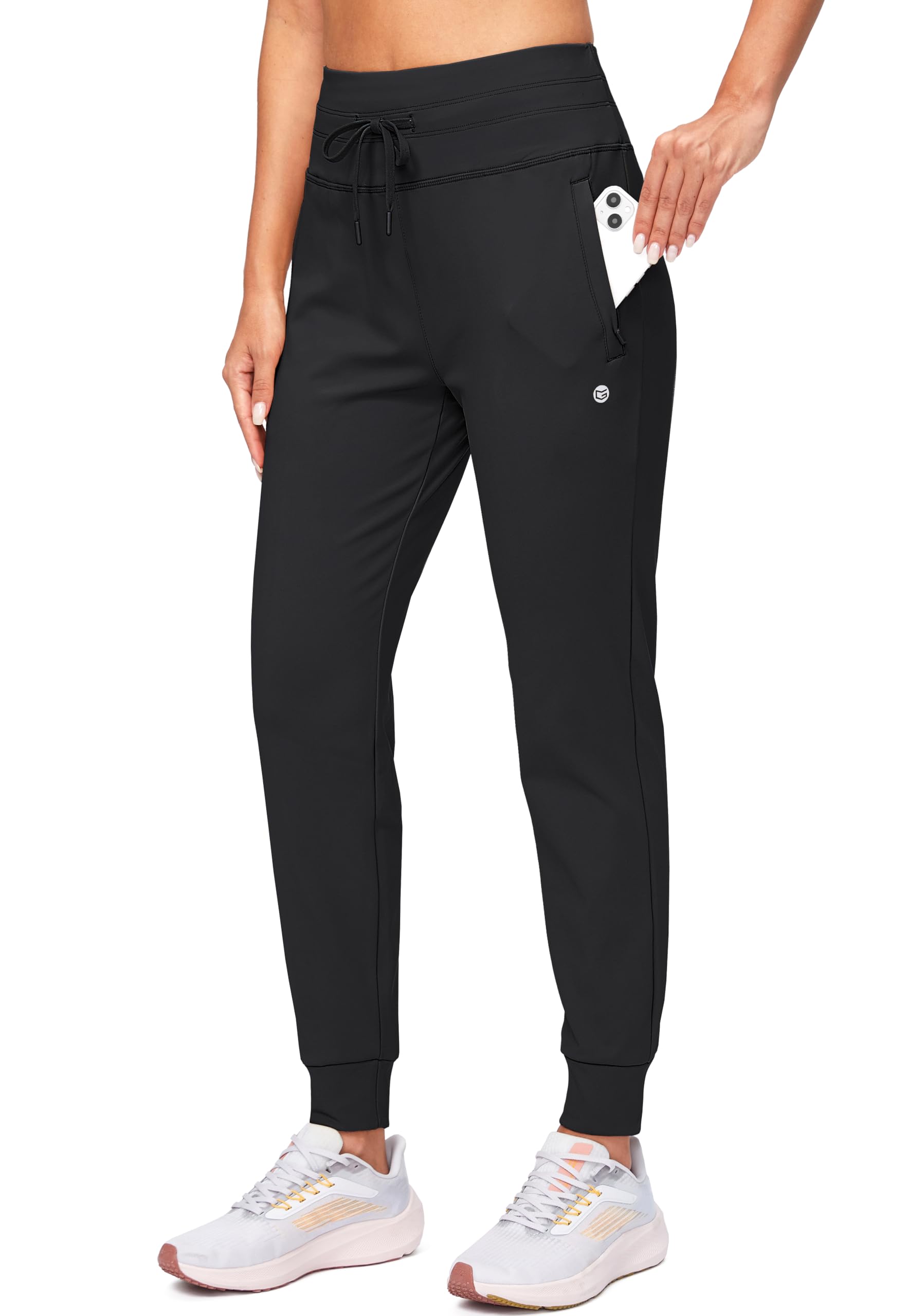 G Gradual Women's Fleece Lined Joggers High Waisted Water Resistant Thermal Winter Sweatpants Running Hiking Pockets(Black, XL) - SkinNails&Makeup