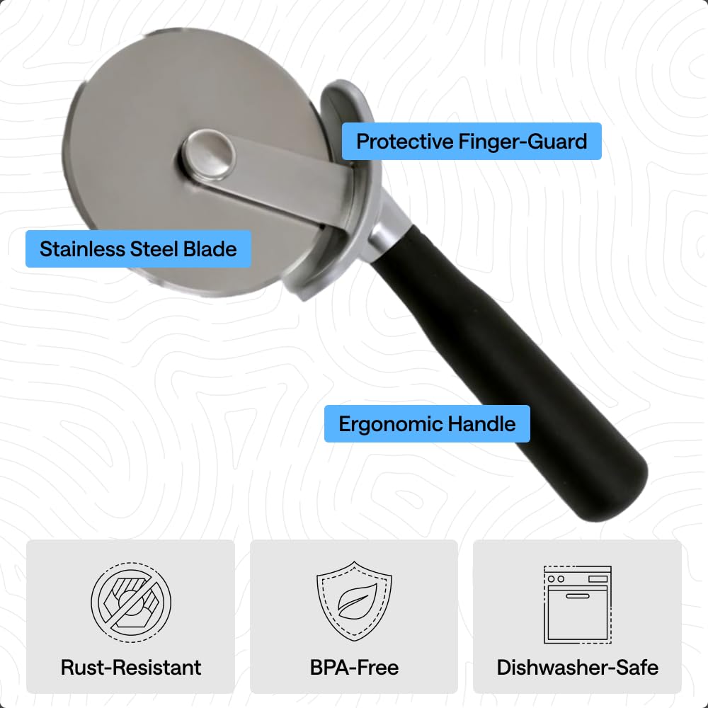 GORILLA GRIP Patented BPA - Free Large Pizza Cutter Wheel, 9 Inch, Extra Sharp Stainless Steel Blade, Slip Resistant Handle with Thumb Guard Protection, Slice Thick or Thin Pizzas, Pie, Pastries, Black - SkinNails&Makeup