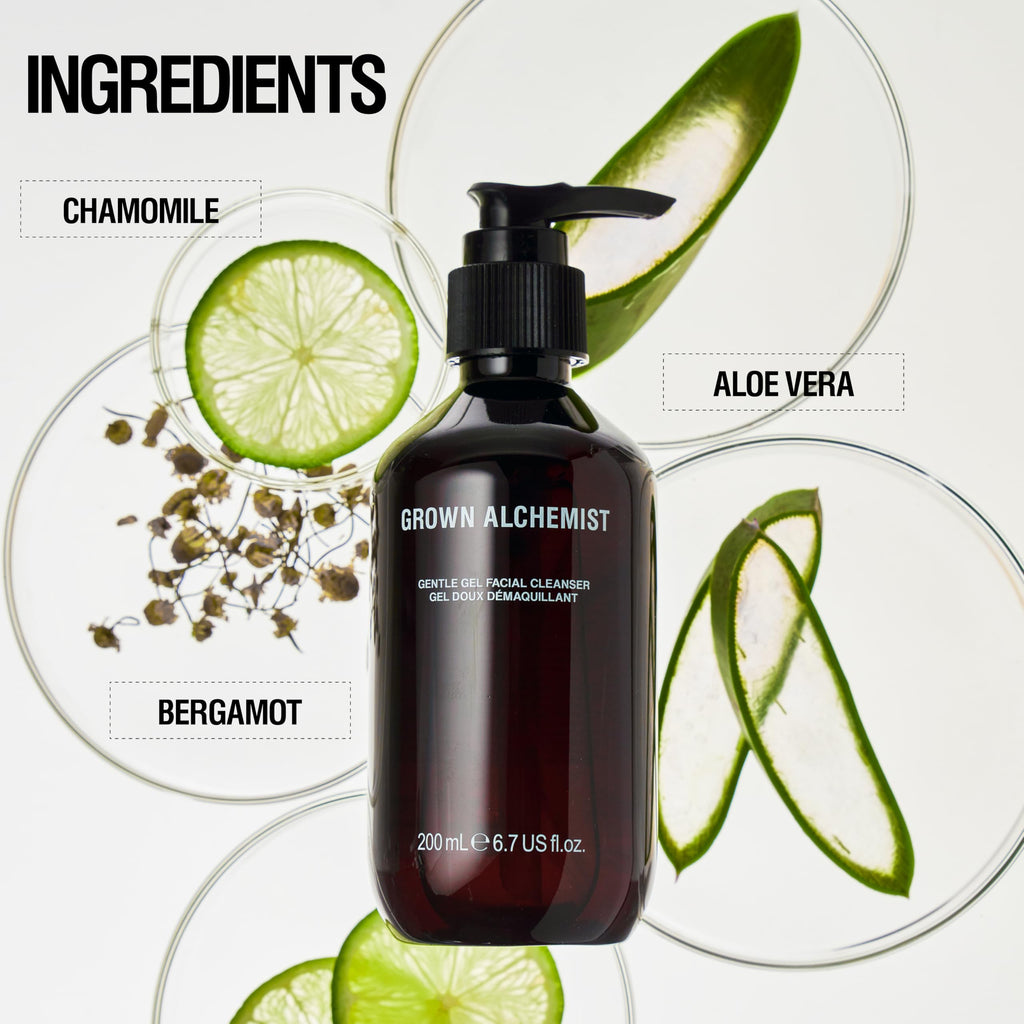 Grown Alchemist Gentle Gel Facial Cleanser (200ml) Natural Face Wash. Hydrating Bergamot & Rosebud Exfoliating with Willow Bark, a Salicylic Acid Alternative. - SkinNails&Makeup