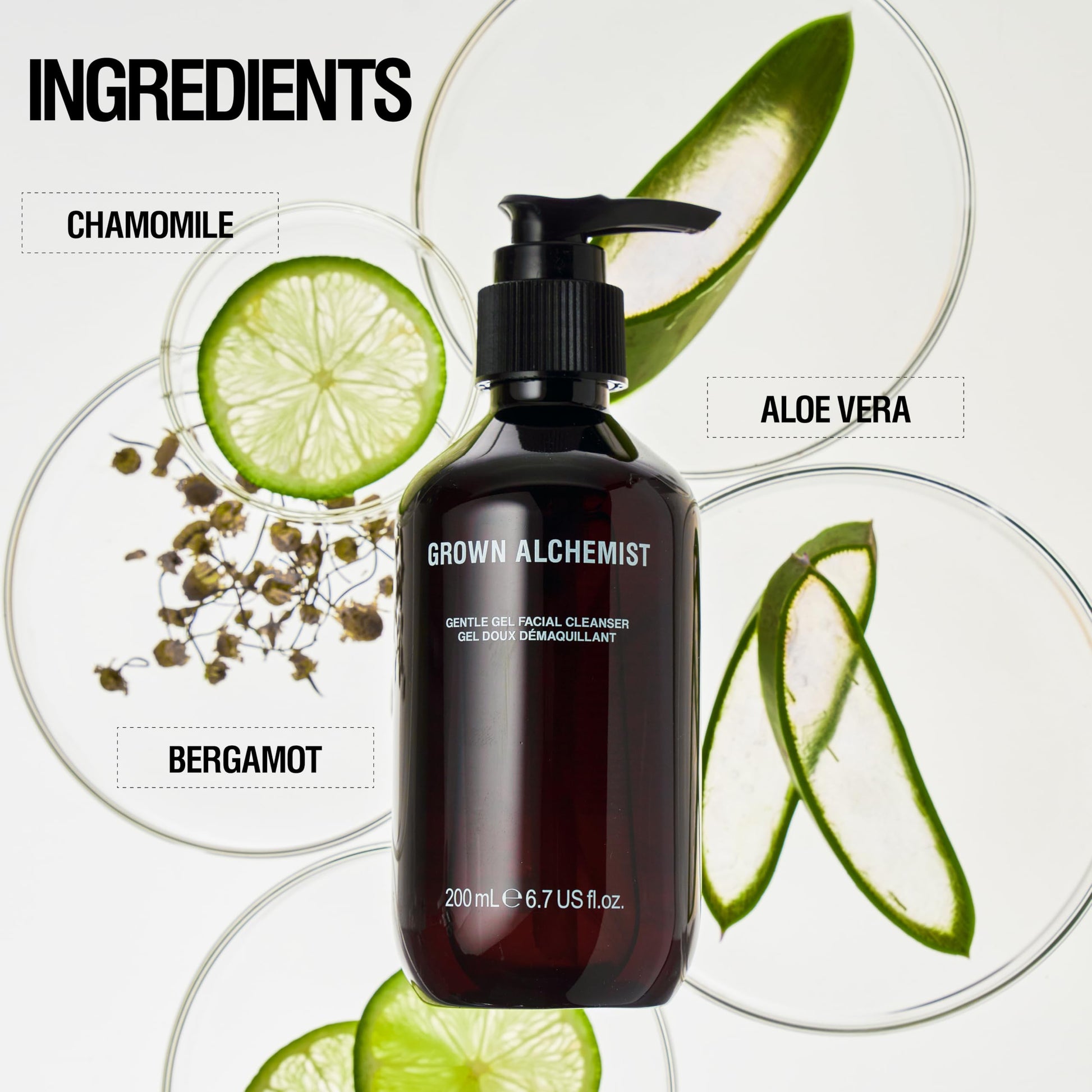 Grown Alchemist Gentle Gel Facial Cleanser (200ml) Natural Face Wash. Hydrating Bergamot & Rosebud Exfoliating with Willow Bark, a Salicylic Acid Alternative. - SkinNails&Makeup