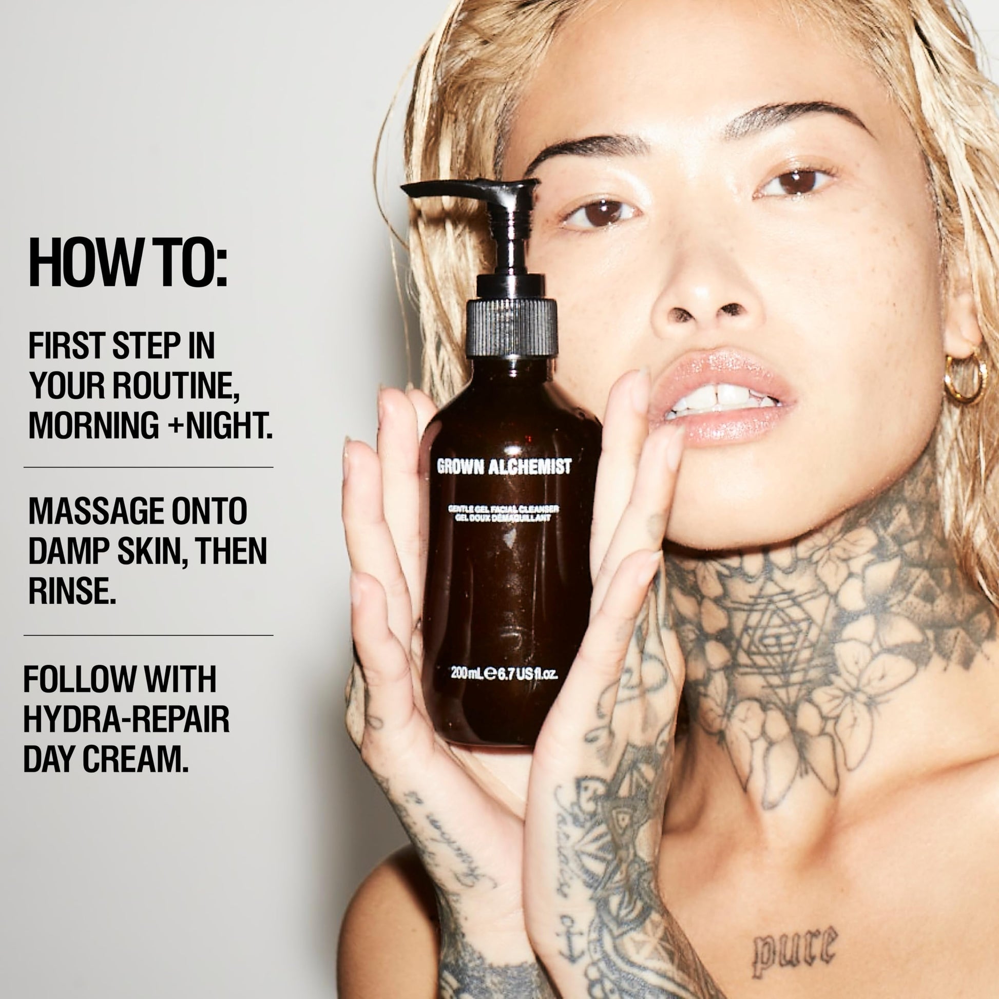 Grown Alchemist Gentle Gel Facial Cleanser (200ml) Natural Face Wash. Hydrating Bergamot & Rosebud Exfoliating with Willow Bark, a Salicylic Acid Alternative. - SkinNails&Makeup