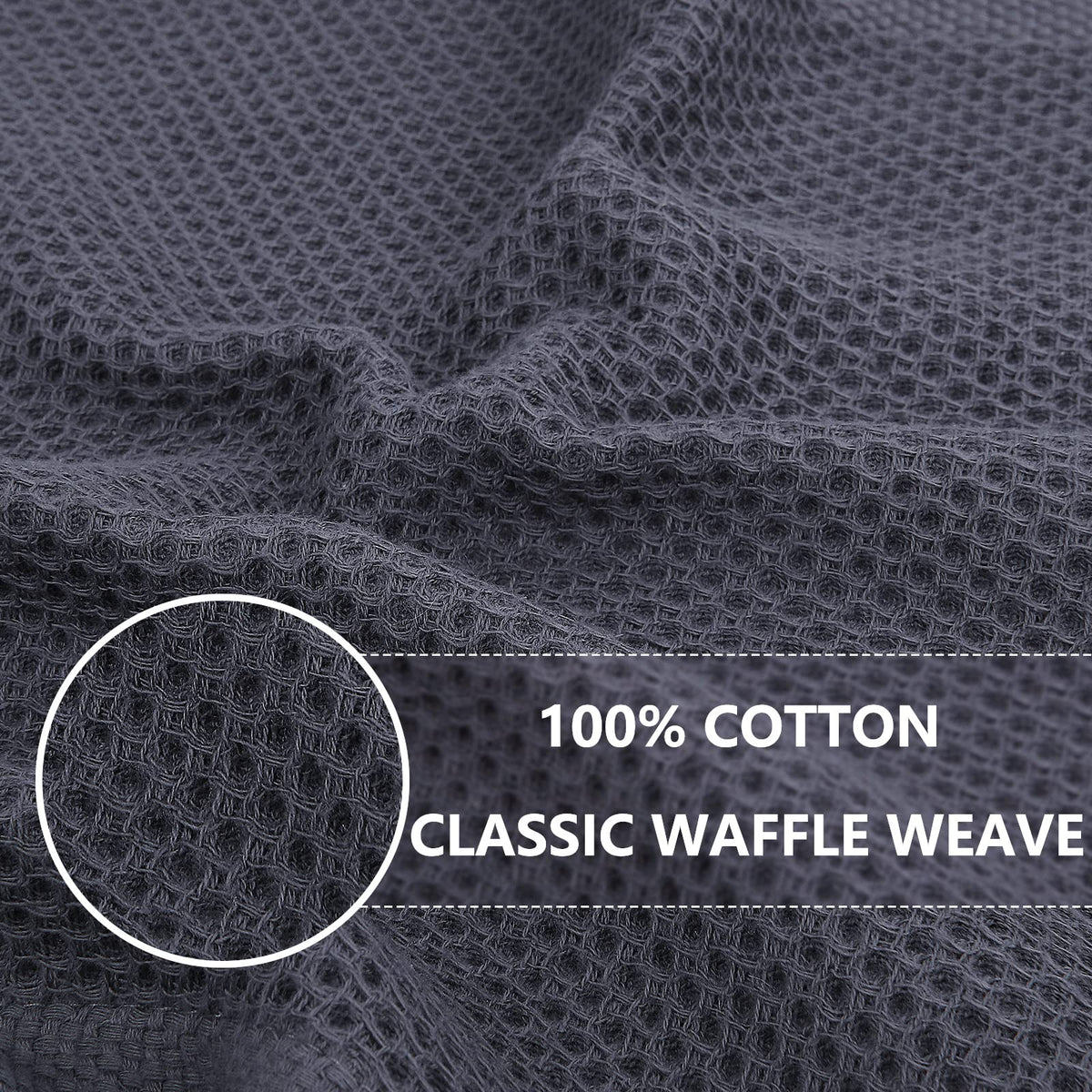 Homaxy 100% Cotton Waffle Weave Kitchen Dish Cloths, Ultra Soft Absorbent Quick Drying Dish Towels, 12 x 12 Inches, 6-Pack, Dark Grey - SkinNails&Makeup