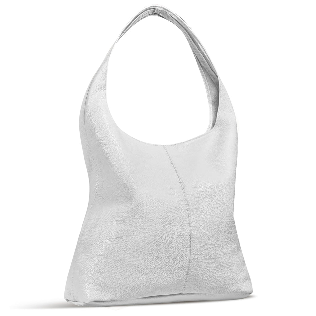 Italian Genuine Leather Hobo Bag for Women with Zipper | Large Soft Slouchy Shoulder Handbag Tote Bucket Purse Pocketbook (White) - SkinNails&Makeup