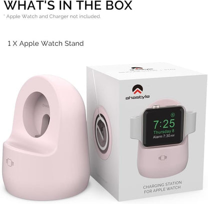 Iwatch Stand Silicone Charging Dock Holder for Apple Watch Ultra 2, Ultra, SE2, Series SE, 7 6 5 4 3 2 1 (45/44/42/41/40/38Mm), (Pink) - SkinNails&Makeup