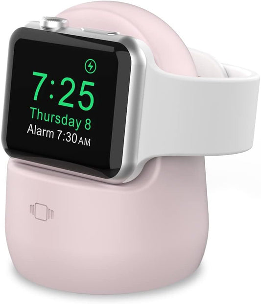 Iwatch Stand Silicone Charging Dock Holder for Apple Watch Ultra 2, Ultra, SE2, Series SE, 7 6 5 4 3 2 1 (45/44/42/41/40/38Mm), (Pink) - SkinNails&Makeup