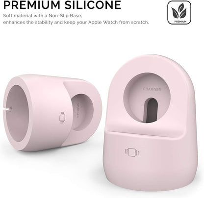 Iwatch Stand Silicone Charging Dock Holder for Apple Watch Ultra 2, Ultra, SE2, Series SE, 7 6 5 4 3 2 1 (45/44/42/41/40/38Mm), (Pink) - SkinNails&Makeup