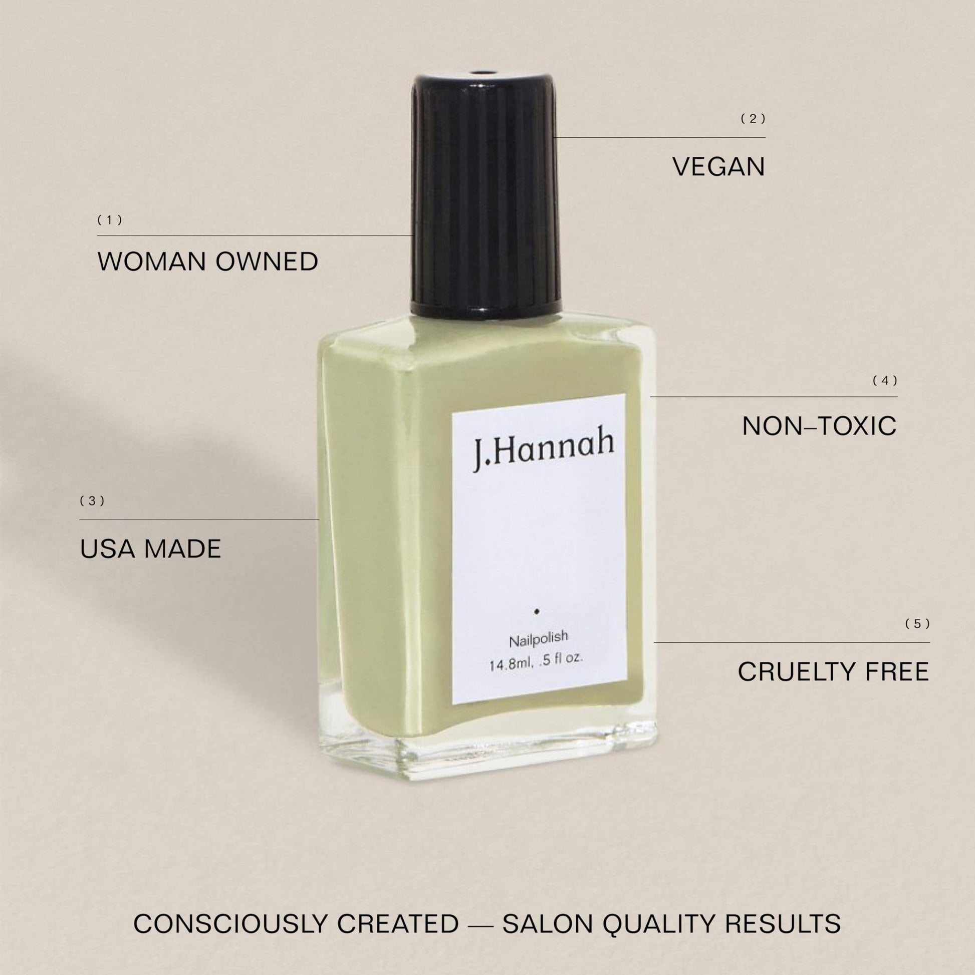 J. Hannah Nail Polish – Vegan, Non - Toxic, Cruelty - Free, Gluten - Free, Long Lasting, USA Made, Creamy Lichen Green (Patina) - SkinNails&Makeup