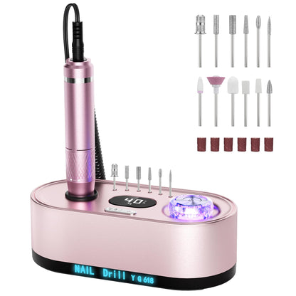 JOSGLOI 40000RPM Electric Nail File Drill Professional Kit, Drill Machine with LCD Display, Manicure Pedicure Polishing Acrylic Gel Nail Grinder for Salon, Home Use - SkinNails&Makeup