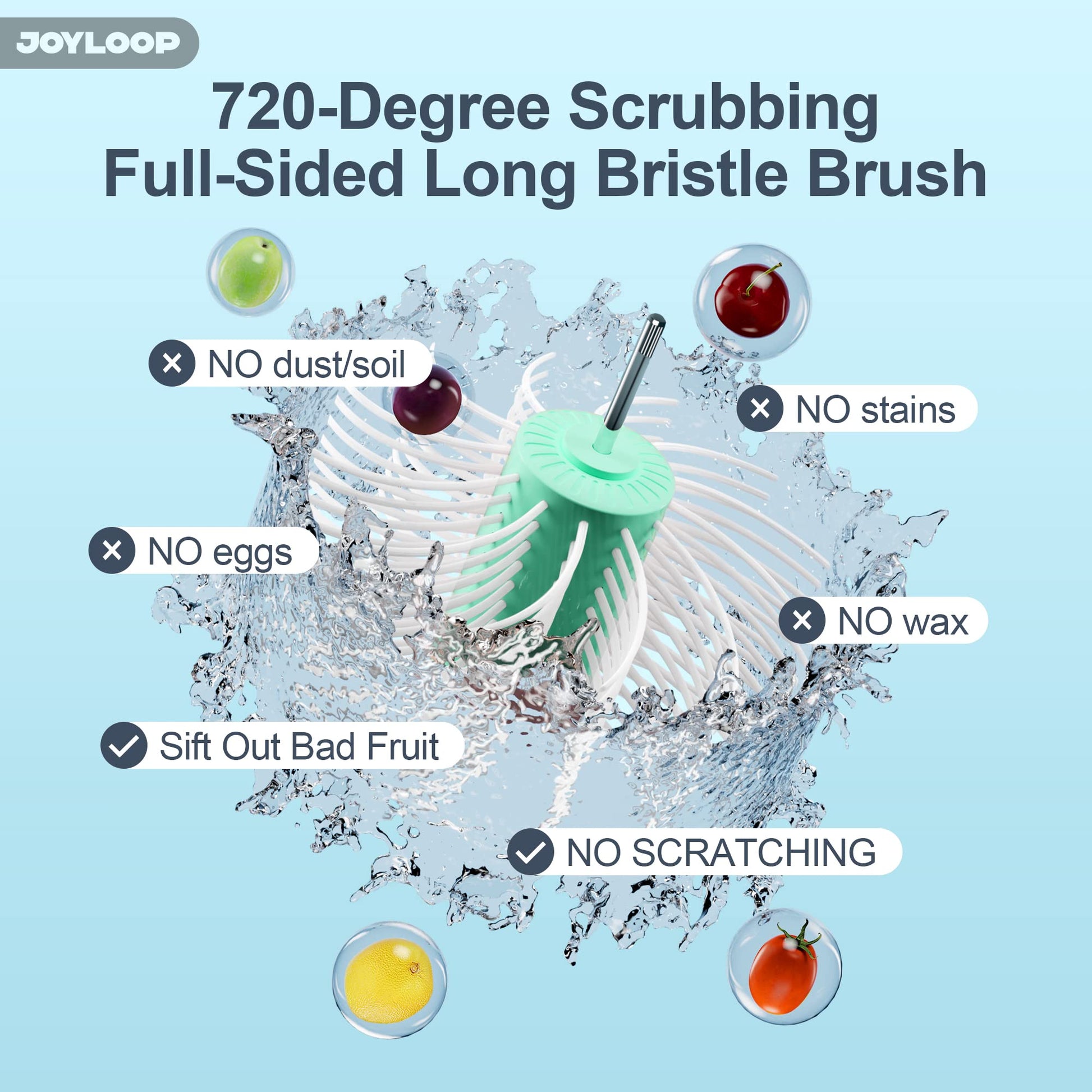 JOYMOOP Fruit Cleaner Spinner JOYLOOP, Large Fruit Washer Spinner, Fruit Cleaner Spinner with Fruit Washer Bowl, Vegetable Fruit Spinner Washer,Fruit and Vegetable Scrubber - SkinNails&Makeup