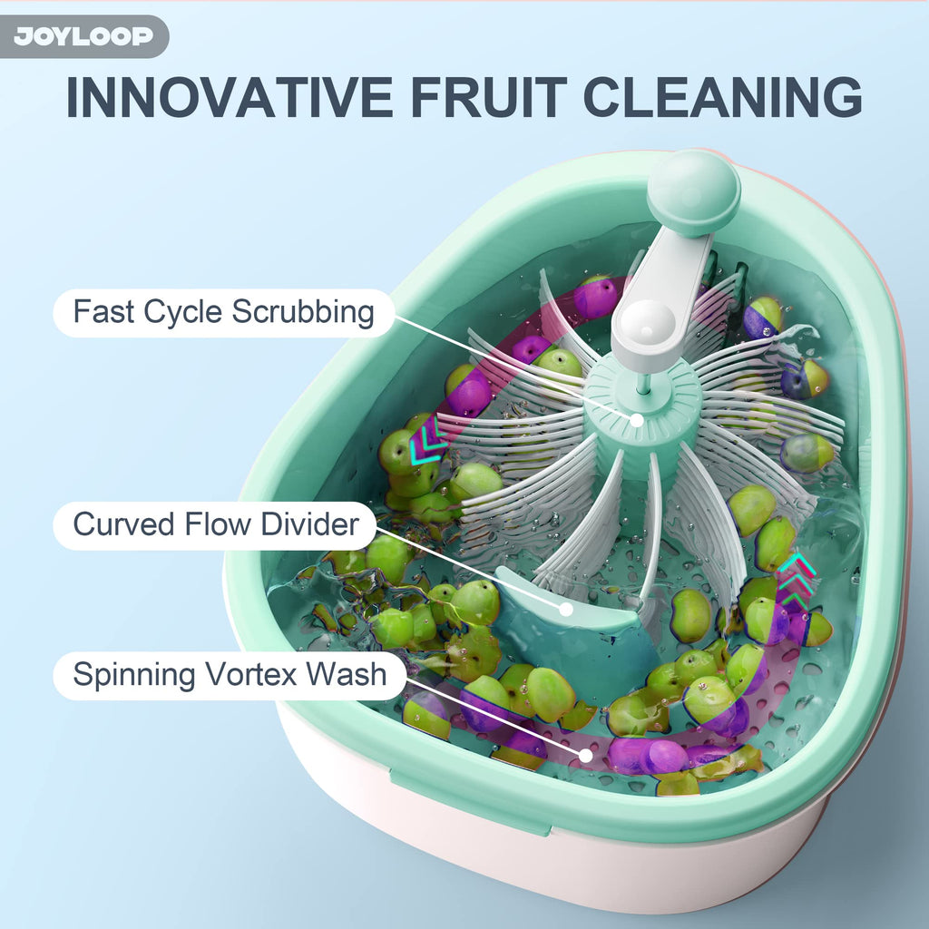 JOYMOOP Fruit Cleaner Spinner JOYLOOP, Large Fruit Washer Spinner, Fruit Cleaner Spinner with Fruit Washer Bowl, Vegetable Fruit Spinner Washer,Fruit and Vegetable Scrubber - SkinNails&Makeup