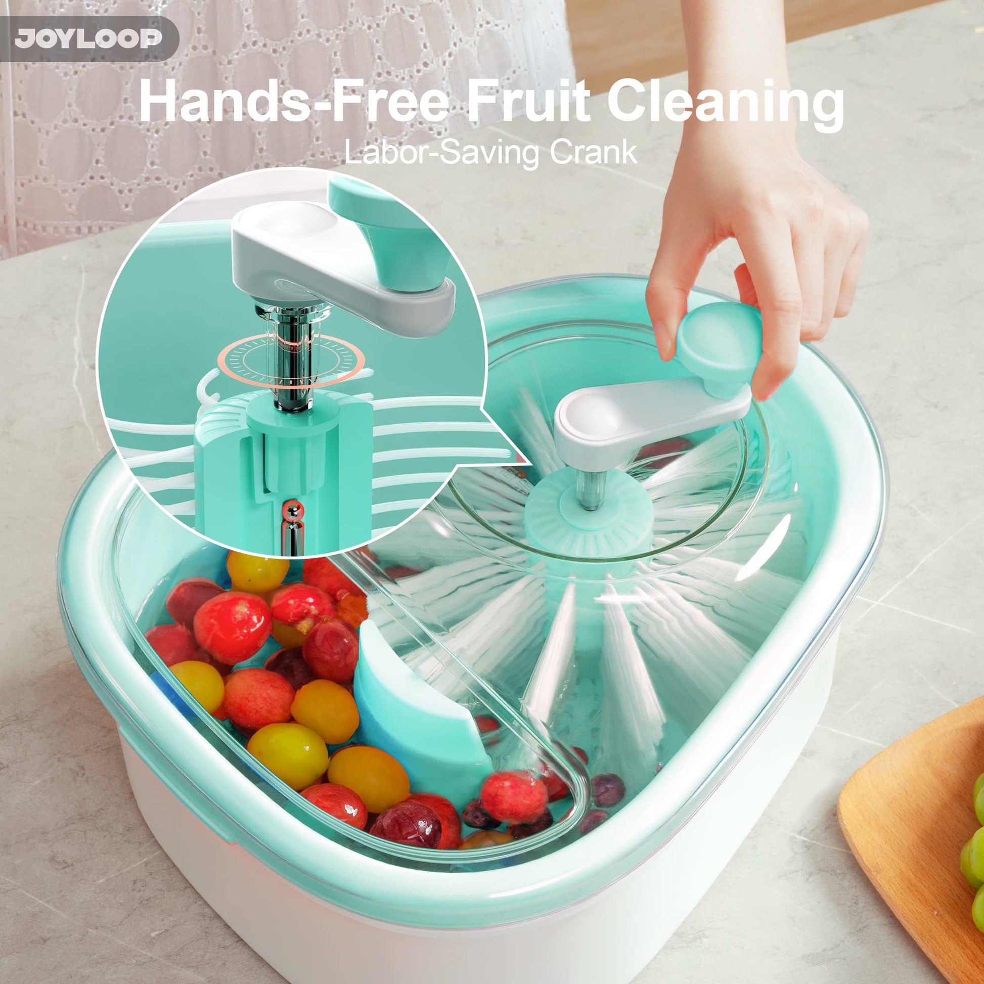 JOYMOOP Fruit Cleaner Spinner JOYLOOP, Large Fruit Washer Spinner, Fruit Cleaner Spinner with Fruit Washer Bowl, Vegetable Fruit Spinner Washer,Fruit and Vegetable Scrubber - SkinNails&Makeup