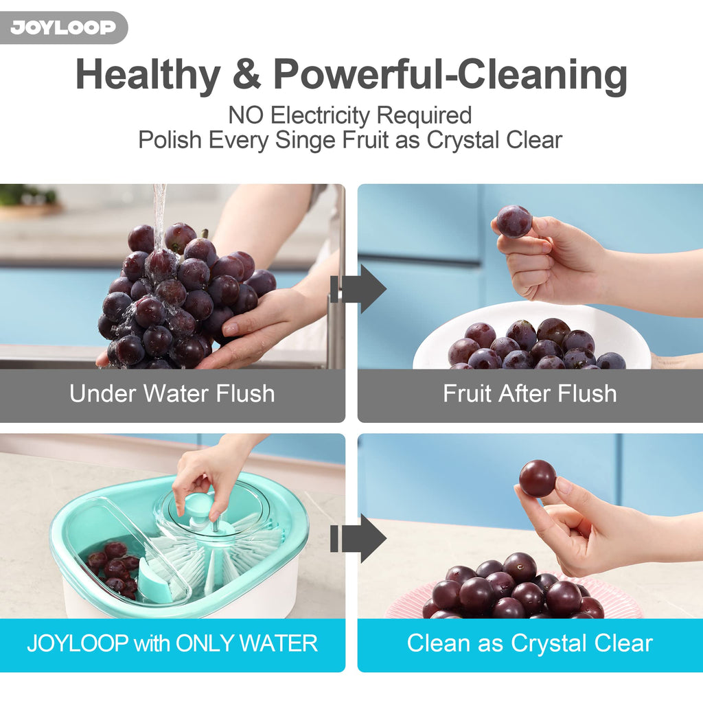 JOYMOOP Fruit Cleaner Spinner JOYLOOP, Large Fruit Washer Spinner, Fruit Cleaner Spinner with Fruit Washer Bowl, Vegetable Fruit Spinner Washer,Fruit and Vegetable Scrubber - SkinNails&Makeup