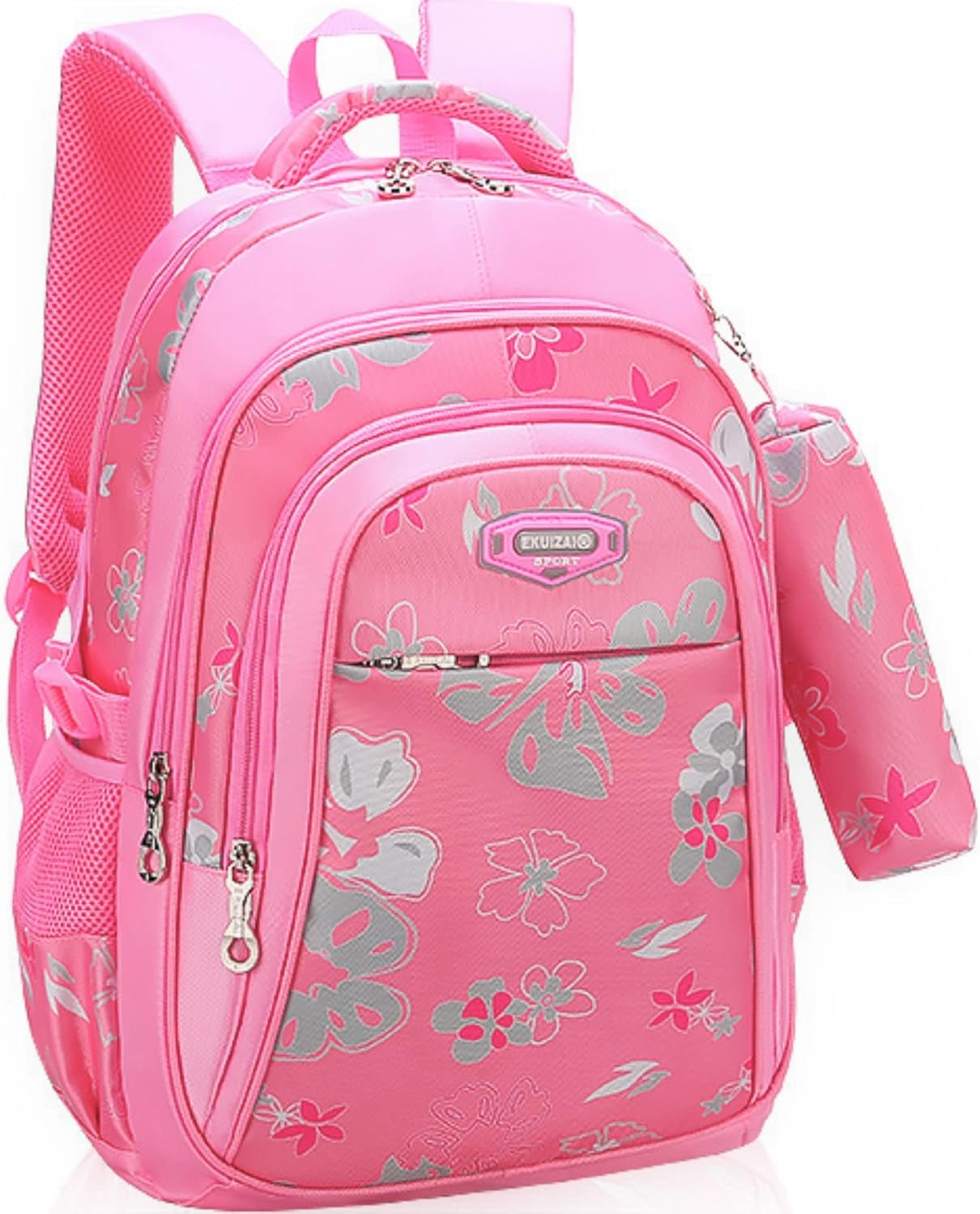 Kids Backpack for Girls with Pencil Case Trendy Backpack for School Water Repellent | Backpacks for Elementary or Kindergarten | Pink Bag 16" School Bag - SkinNails&Makeup
