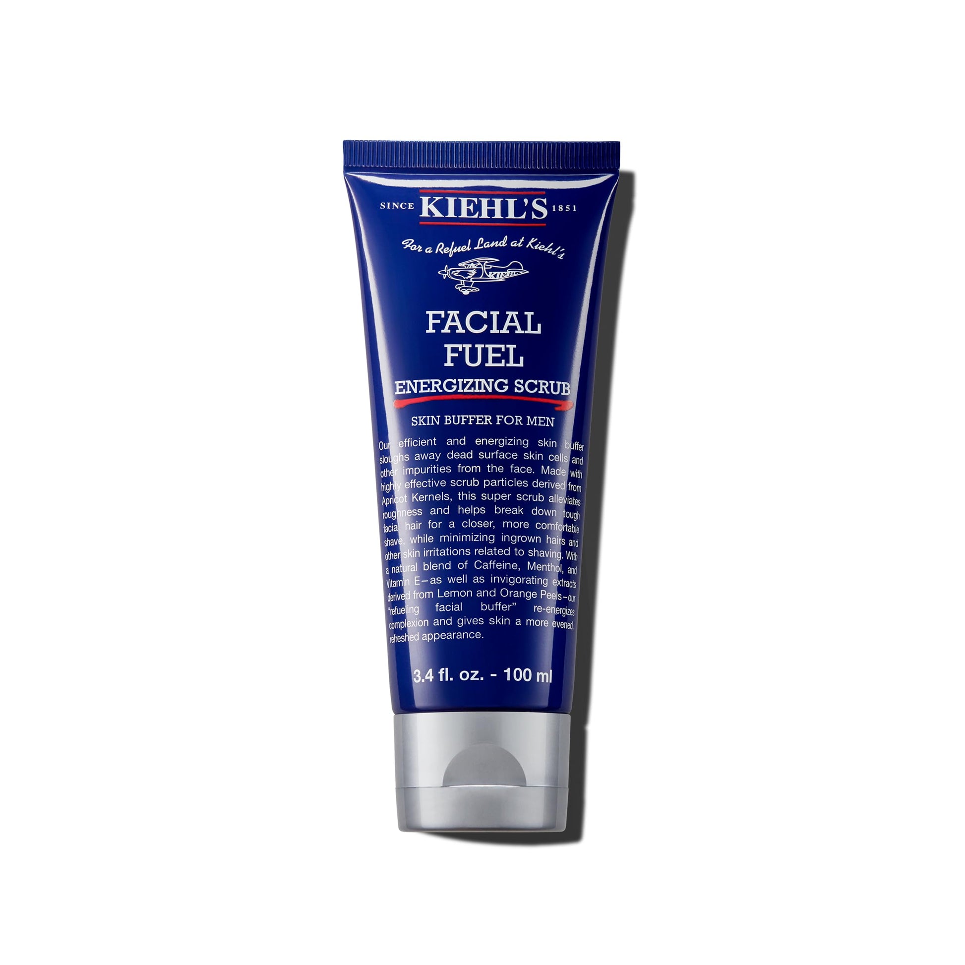 Kiehl's Facial Fuel Exfoliating Face Scrub, Facial Cleanser for Men, Smooths Skin & Removes Dead Skin, Dirt & Oil, Helps Soften Tough Facial Hair, with Caffeine, Menthol, Vitamin E - 3.4 fl oz - SkinNails&Makeup